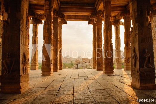 Picture of Beautiful architecture of ancient ruines of temple in Hampi